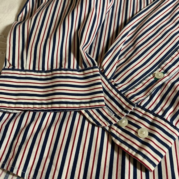 Tommy Hilfiger VTG 90s y2k Crest Logo Button Up Striped Long Sleeve Shirt XL - Picture 8 of 14
